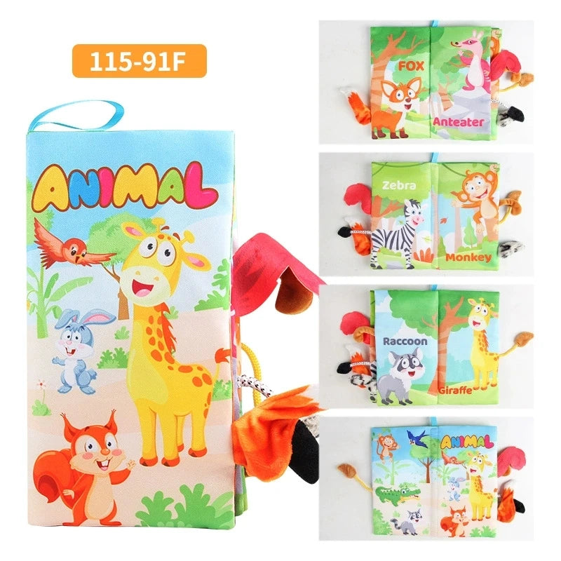 Hot Sale 0-36Month Baby Early Learning Educate Toy Tail Cloth Book Parent-child Interactive Sound Paper Puzzle Cloth Book Rattle